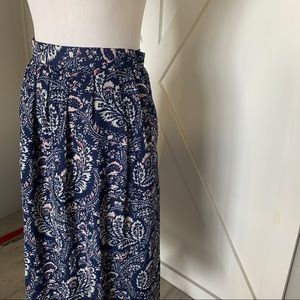 Navy blue floral/filigree maxi skirt